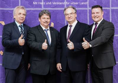 Landtagswahl 2016 - v.l.: MdL Detlef Radke, MdL Dietmar Krause, Ministerpräsident Dr. Reiner Haseloff und MdL Markus Kurze
